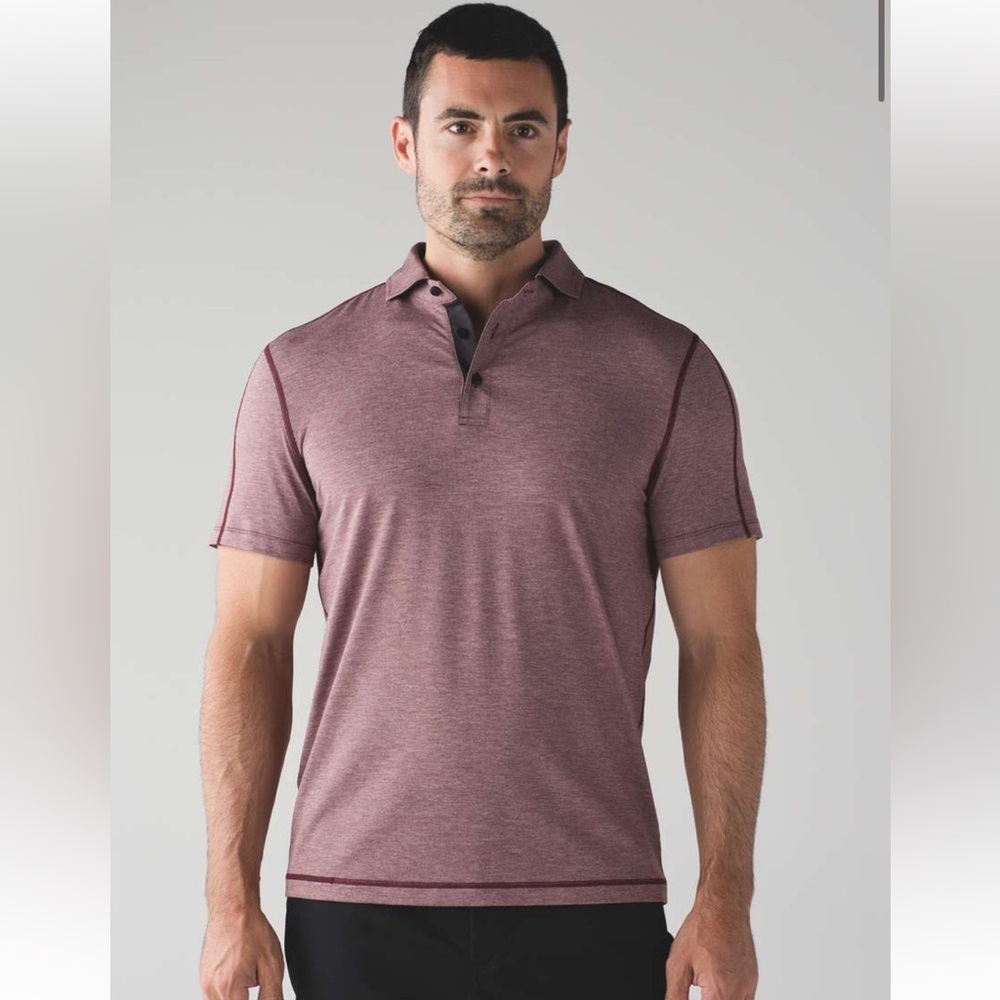Lululemon Evolution Stripe Polo In Heathered Purple with Gray Size M
